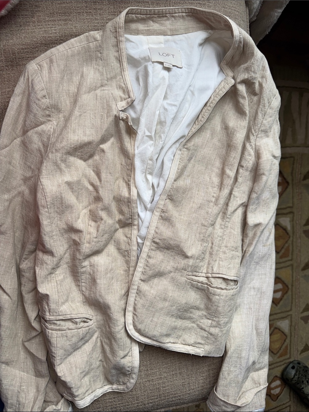 LOFT Women’s Light Cream Linen Shirt Jacket